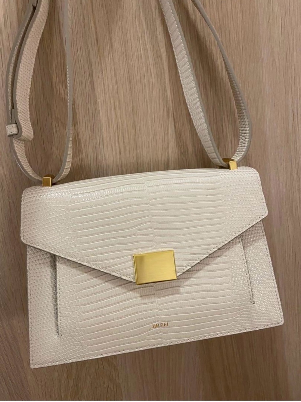 JW PEI Cream Textured Envelope Crossbody with Gold Hardware - Picture 4 of 4